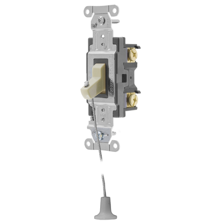HUBBELL WIRING DEVICE-KELLEMS Hospital Call Switch, Toggle Switches, General Purpose AC, Single Pole, 20A 120/277V AC, Back and Side Wired, With Lanyard HBL1221IHCS